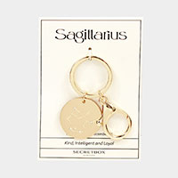 Secret Box _ Sagittarius Zodiac Sign Constellation Metal Round Keychain