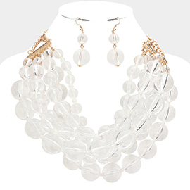 Chunky Multi Strand Lucite Beaded Necklace