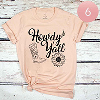 6PCS - Assorted Size Howdy Y'all Graphic T-shirts