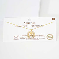 Aquarius Gold Dipped Zodiac Sign Pendant Necklace