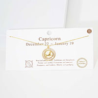 Capricorn Gold Dipped Zodiac Sign Pendant Necklace