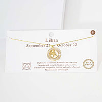Libra Gold Dipped Zodiac Sign Pendant Necklace