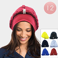 12PCS - Braided Solid Turban Hats
