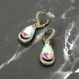 Teardrop Stone Dangle Lever Back Evening Earrings