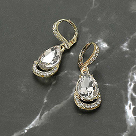 Teardrop Stone Dangle Lever Back Evening Earrings