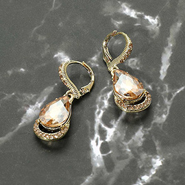 Teardrop Stone Dangle Lever Back Evening Earrings