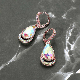Teardrop Stone Dangle Lever Back Evening Earrings