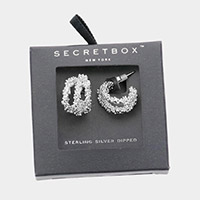 Secret Box _ Sterling Silver Dipped Textured Metal Split Hoop Earrings