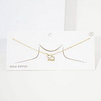 Gold Dipped Mother of Pearl Elephant Pendant Necklace