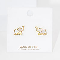 Gold Dipped Mother of Pearl Elephant Stud Earrings