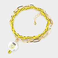 2PCS - Smile Sun Printed Freshwater Pearl Charm Bracelets