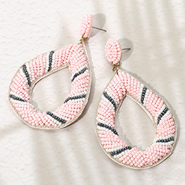 Felt Back Beaded Open Teardrop Dangle Earrings