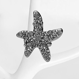 Bubble Stone Embellished Metal Starfish Stretch Ring