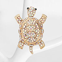 Stone Embellished Metal Turtle Stretch Ring