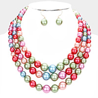 3Rows Strand Pearl Necklace