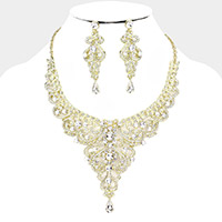 Multi Stone Embellished Evening Necklace