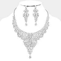 Multi Stone Embellished Evening Necklace