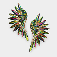 Marquise Stone Cluster Wing Clip on Earrings