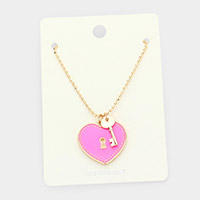 Enamel Heart Lock Metal Key Pendant Necklace