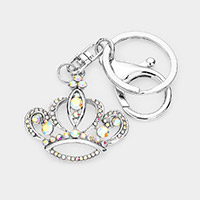 Bubble Stone Embellished Crown Keychain