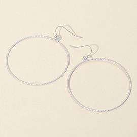 Textured Brushed Metal Open Circle Earrings