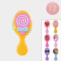 12PCS - Lollipop Heart Strawberry Rainbow Smile Flower Pointed Hair Brushes
