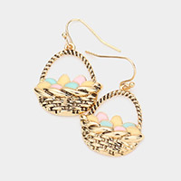 Enamel Easter Eggs Basket Dangle Earrings