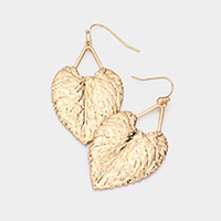 Textured Metal Leaf Dangle Earrings