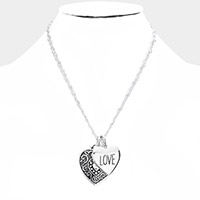 LOVE Antique Metal Heart Pendant Necklace