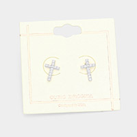 CZ Cross Stud Earrings