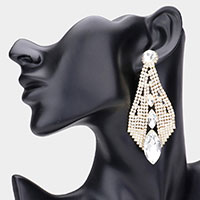 Triple Marquise Stone Accented Evening Earrings