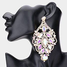 Marquise Stone Accented Statement Evening Earrings