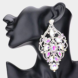 Marquise Stone Accented Statement Evening Earrings