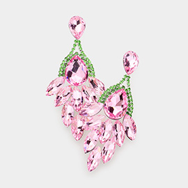 Teardrop Accented Marquise Stone Cluster Evening Earrings