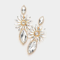 Floral Marquise Stone Cluster Evening Earrings