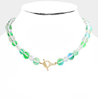 Colored Lucite Beaded Toggle Necklace