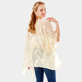 Paisley Patterned Sheer Ruffle Sleeves Cover Up Kimono Poncho