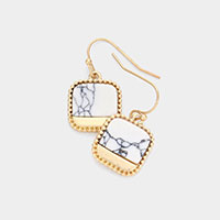 Natural Stone Accented Square Dangle Earrings