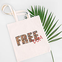 Leopard Patterned Freedom Message Printed Canvas Tote Eco Bag