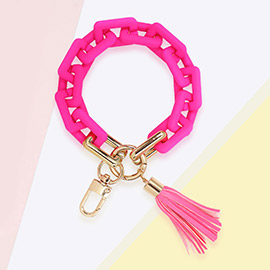 Tassel Charm Open Rectangle Link Keychain / Bracelet