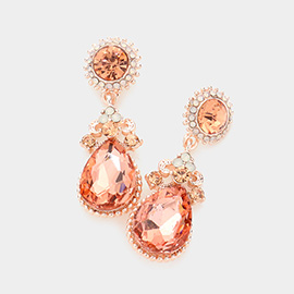 Glass Crystal Teardrop Dangle Evening Earrings