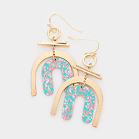 Geometric Brass Metal Paint Splash Arch Link Dangle Earrings