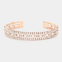 Pearl Accented Split Rhinestone Cuff Evening Bracelet