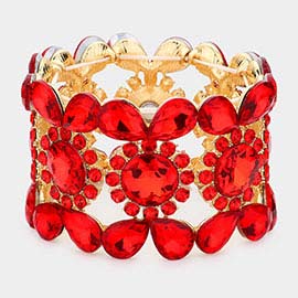 Teardrop Round Stone Stretch Evening Bracelet