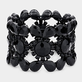 Teardrop Round Stone Stretch Evening Bracelet