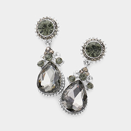 Glass Crystal Teardrop Dangle Evening Earrings