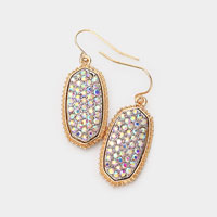 Crystal Pave Hexagon Dangle Earrings