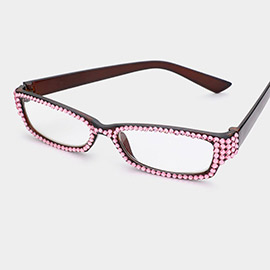 Crystal Pave Rectangular Reading Glasses