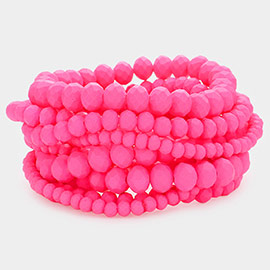 9PCS - Faceted Bead Stretch Bracelets