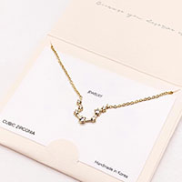 Aquarius CZ Embellished Zodiac Sign Pendant Necklace
